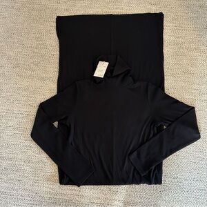 NWT Splendid Black Turtleneck Long Sleeve Black Modal Ribbed Dress Size Large